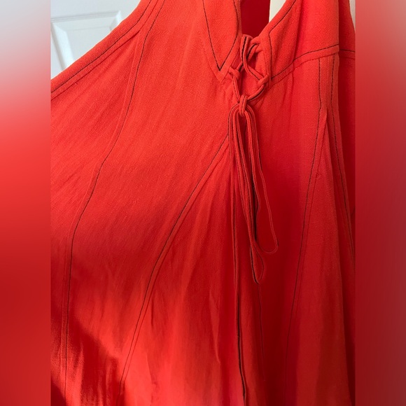 NWT Topshop Topstitch Linen Orange Mini Dress, 6 - Picture 6 of 7